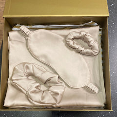 Gift box two silk pillowcase 2 hair band & eyes